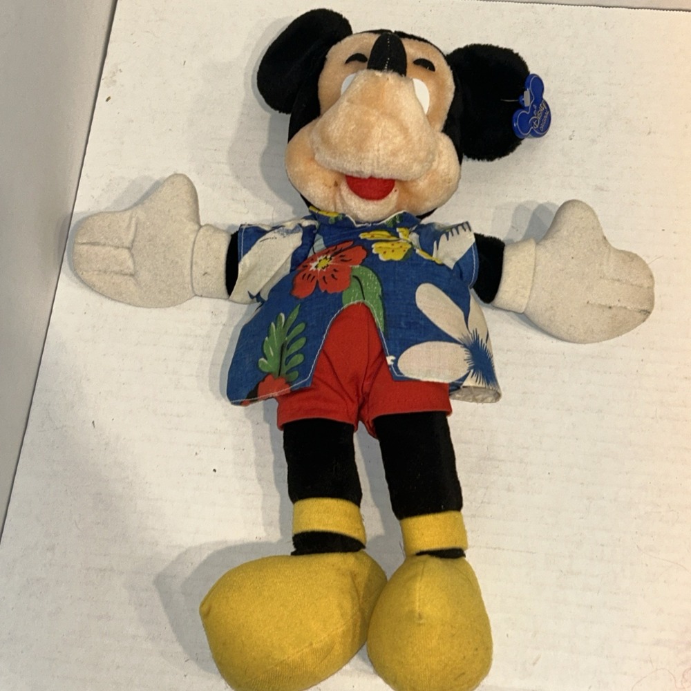 Vintage Disneyland / World‎ Original 16" Mickey Mouse Plush Blue Hawaiian Shirt